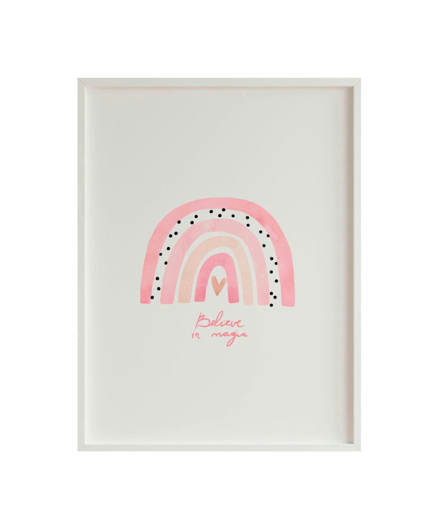 DECOWALL - Impression de arc-en-ciel rouse encadrée en bois blanc 43X33 cm