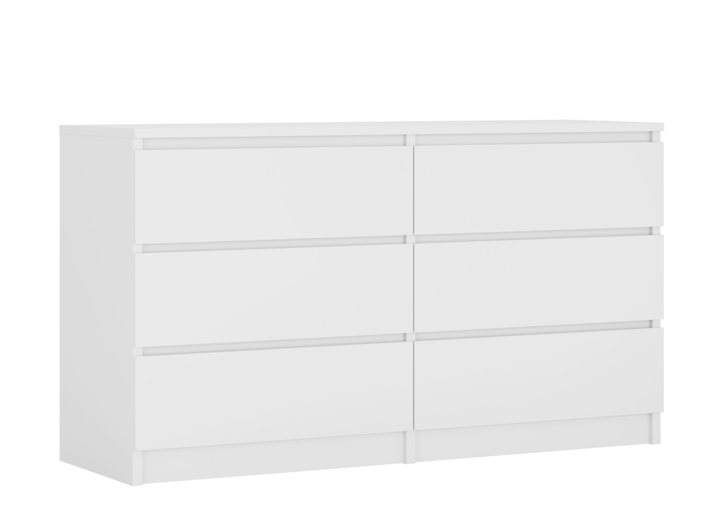 Komoda : 6 szuflad, Biały Matowy, 138 x 78 x 39 cm