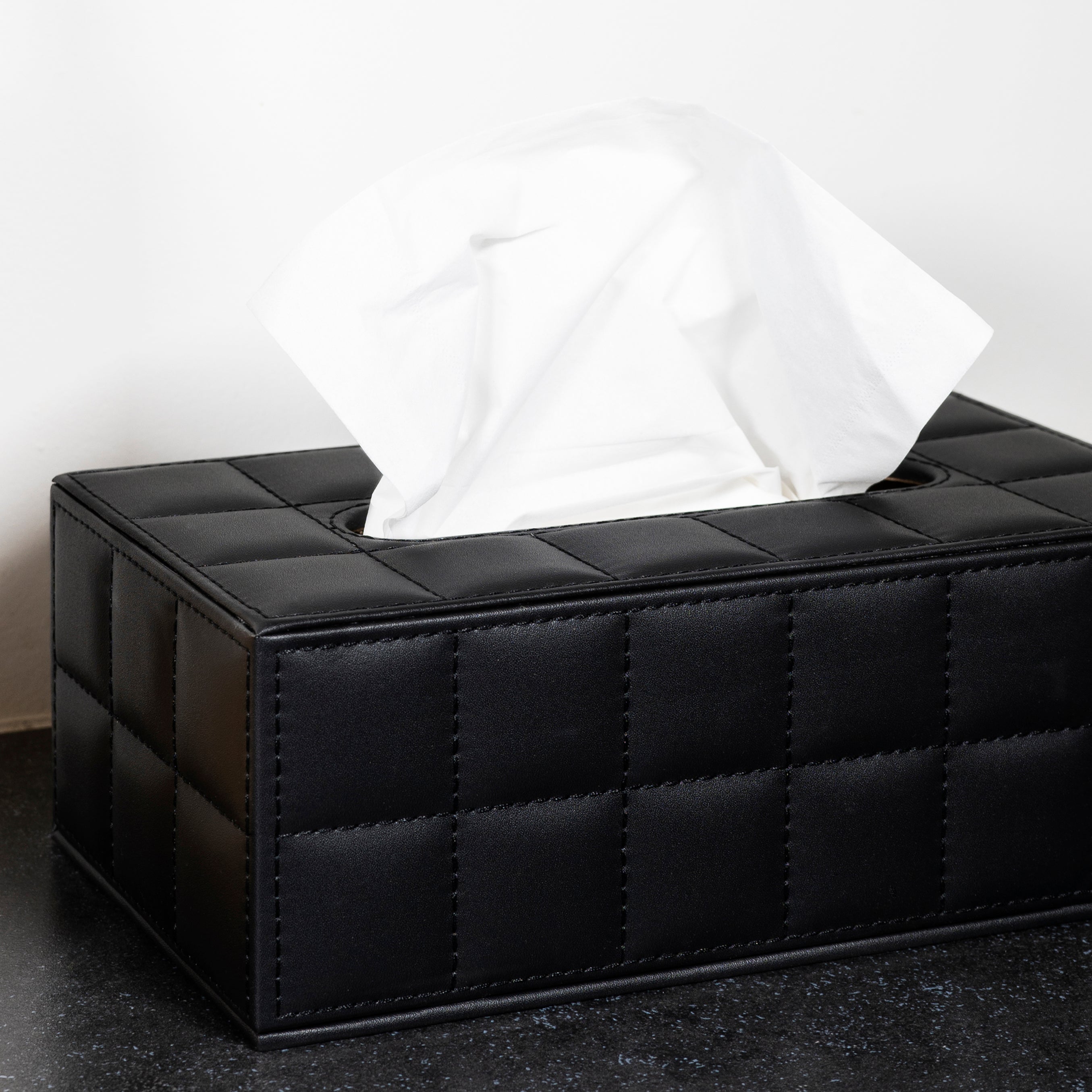 LYVION Tissue opbergdoos PU leer - Zwart