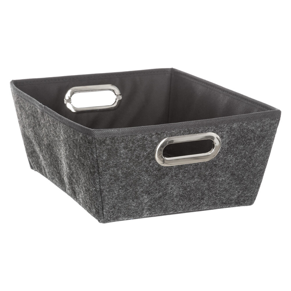 Cesto de arrumação em tecido cinza escuro 13x35,5cm