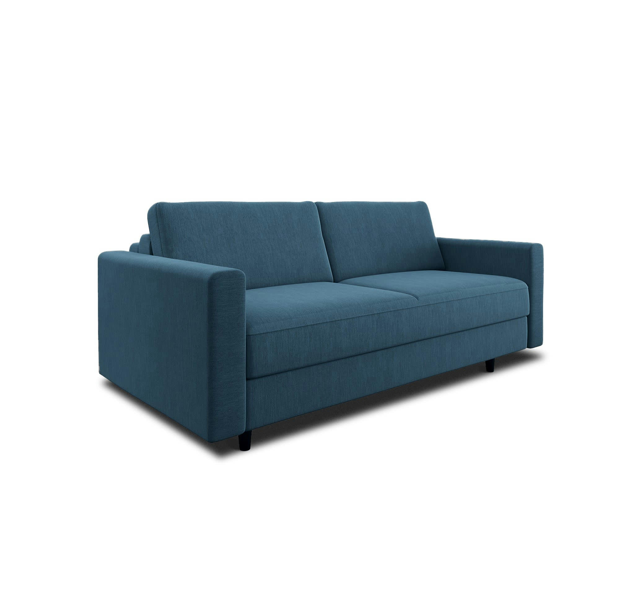 HAILIE JADE - Canapé convertible matelas tissu tramé bleu gris 140cm