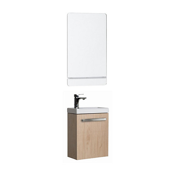 Ensemble lave-mains suspendu NEVADA avec miroir tablette