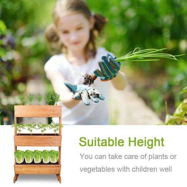 3 Tier Wooden Vertical Raised Garden Bed Vegetable Planter Box Outdoor