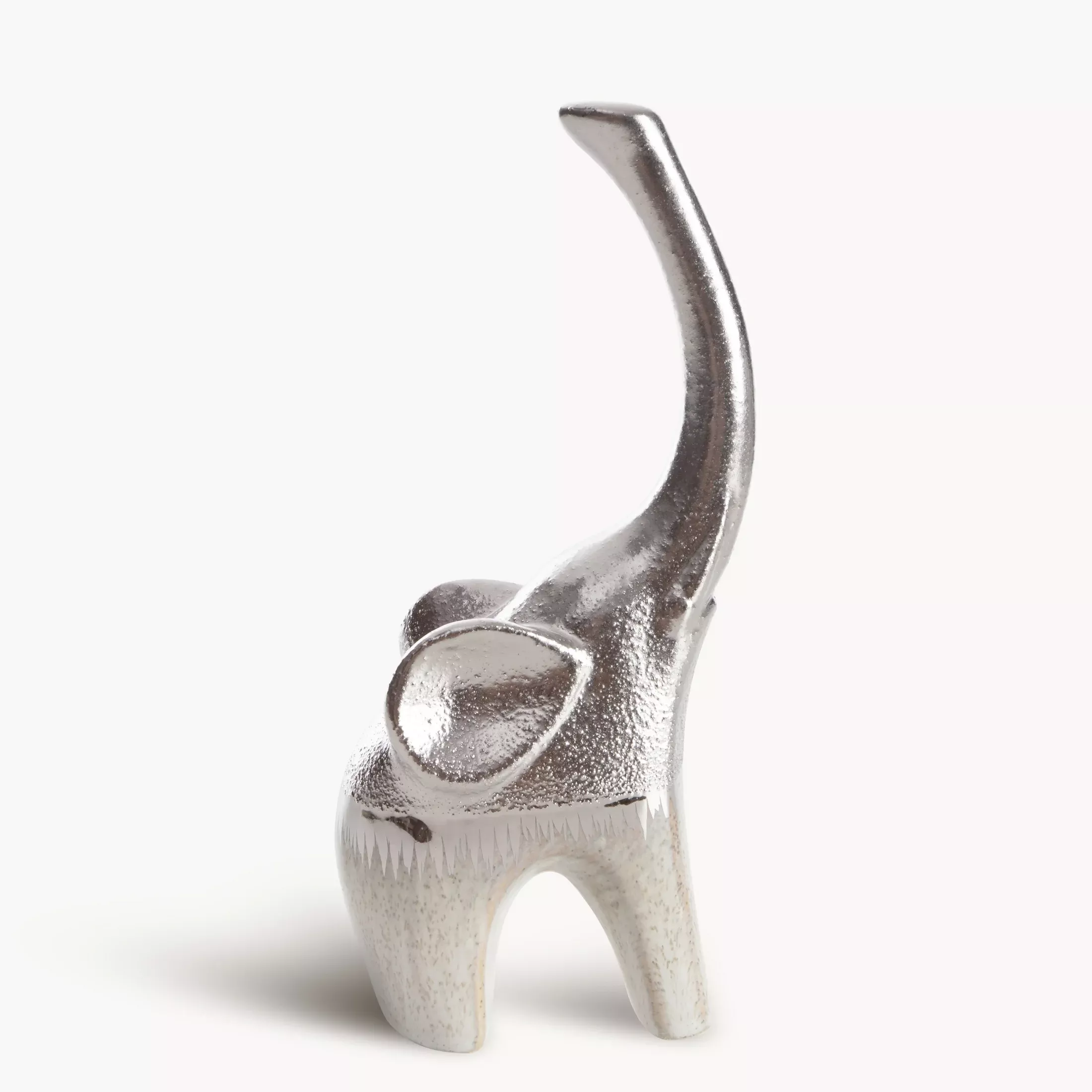 Figurka ceramiczna kremowo-srebrna słońłączący fakturę granitu z lśniącą powierzchnią 10x7x22 cm MAX 2