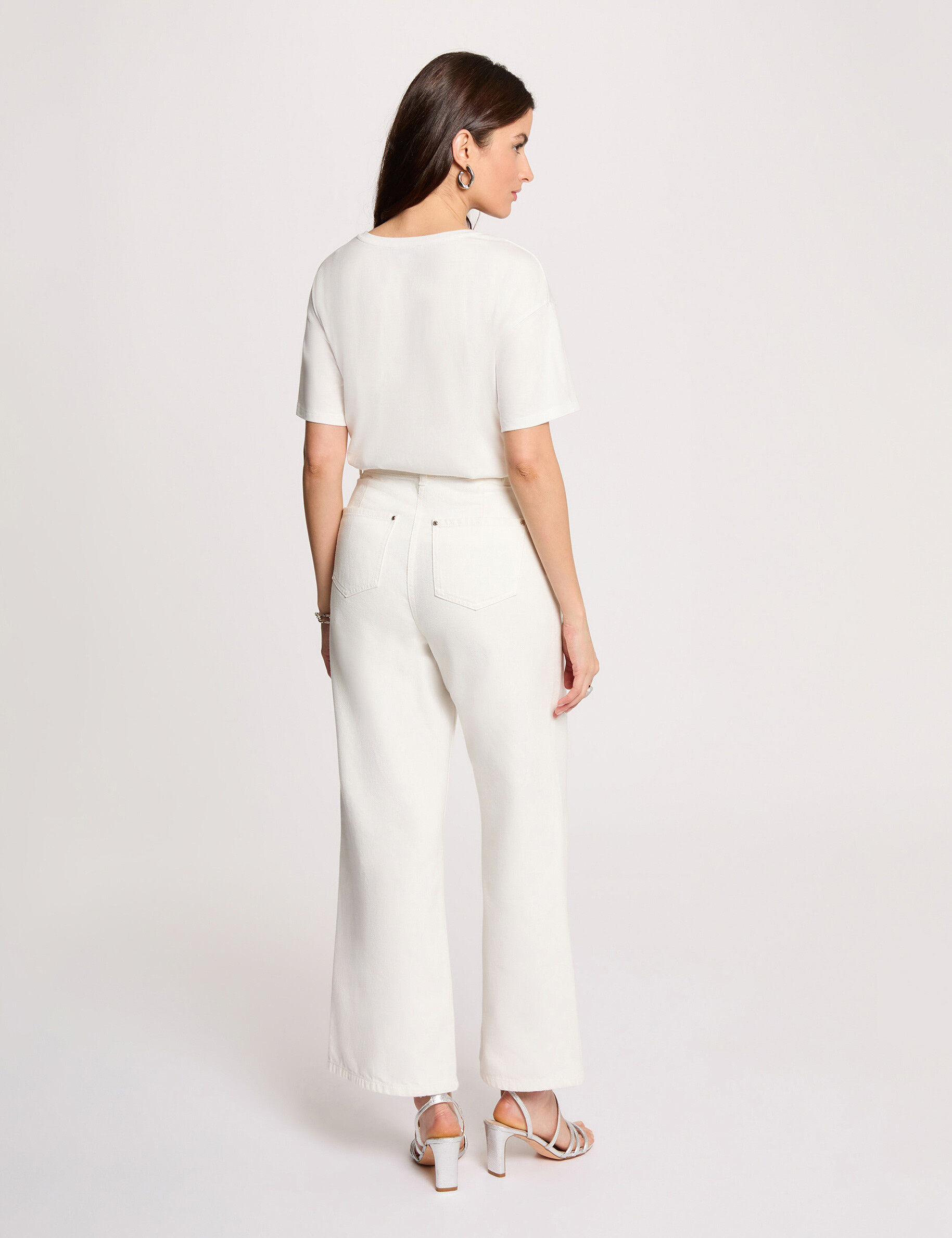 Straight T-Shirt With Round Neck White Women