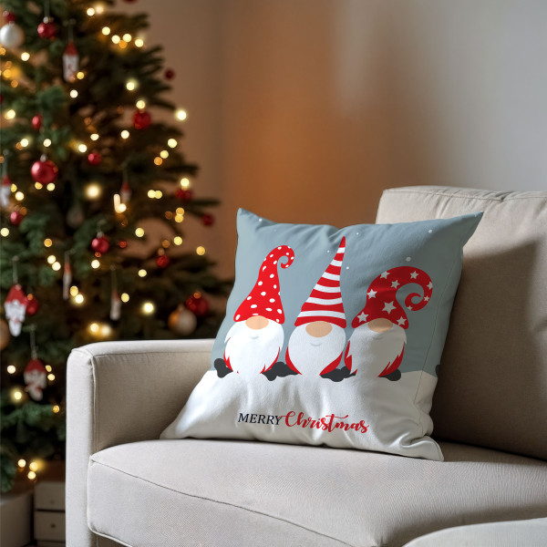 Świąteczna poszewka na poduszkę HOLLY JOLLY 45x45 skrzaty zimowe