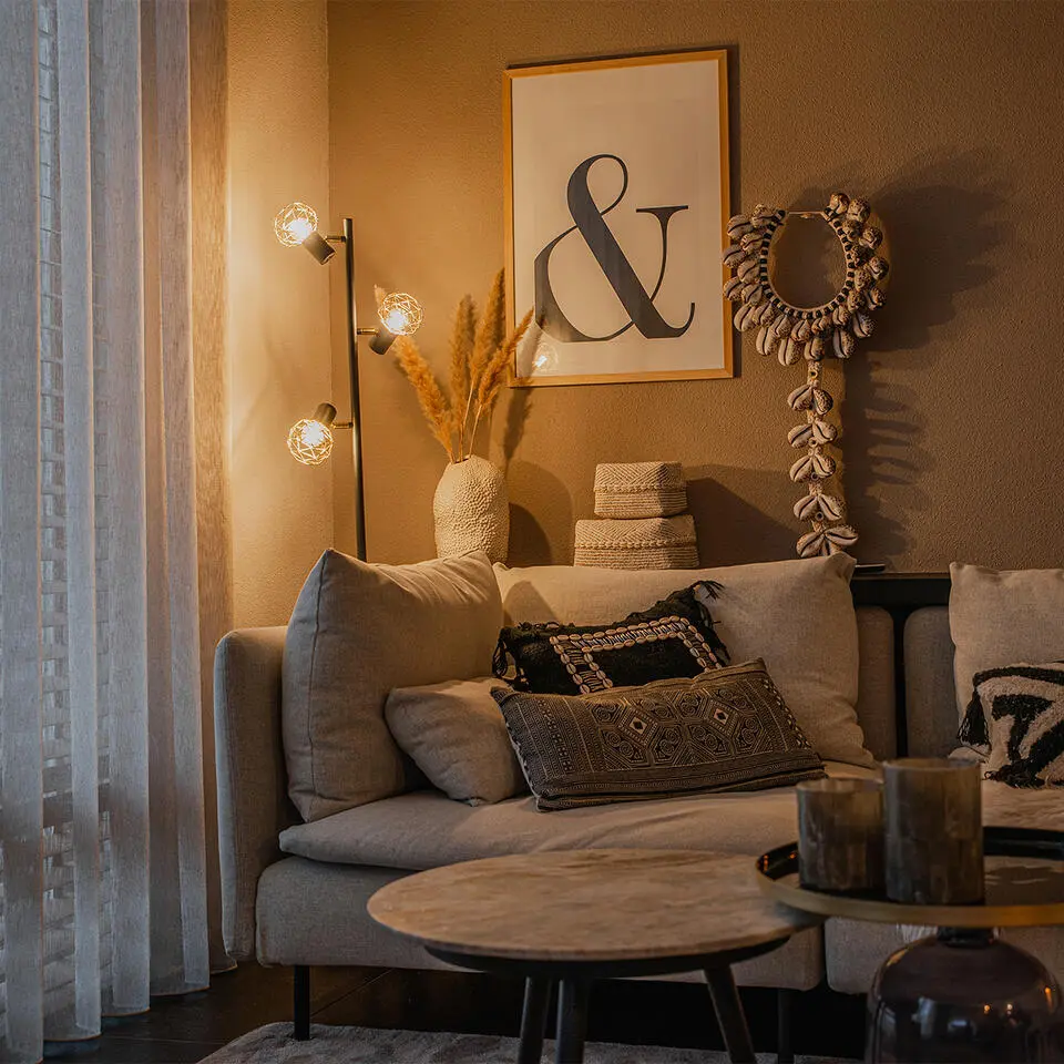 Qazqa vloerlamp mesh zwart e14