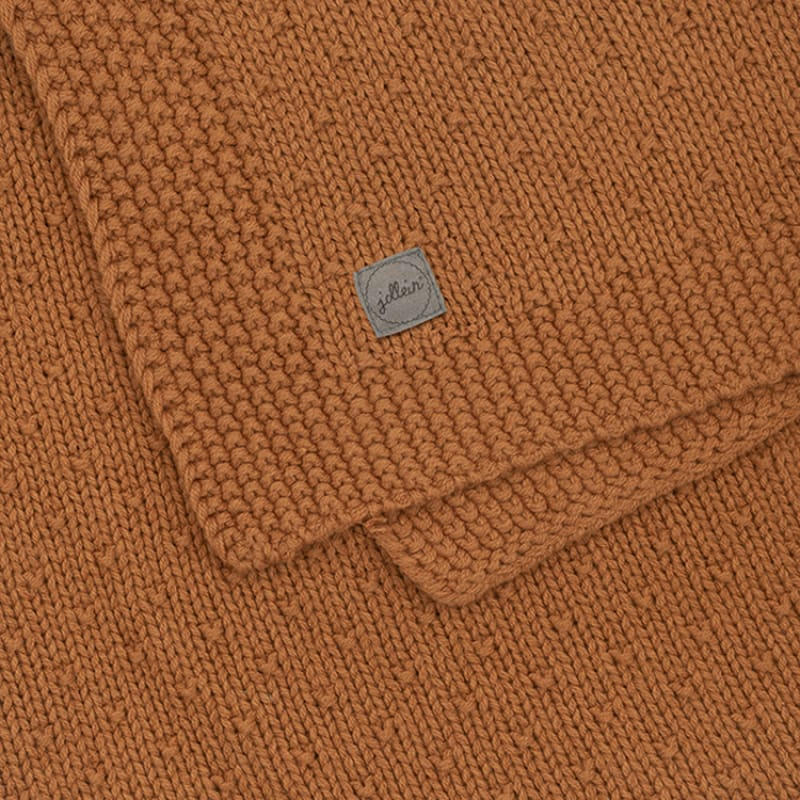 - Couverture bébé en coton Bliss knit caramel (75 x 100 cm)