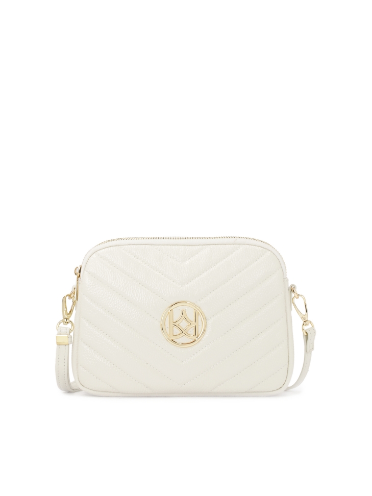 Small white handbag on a belt