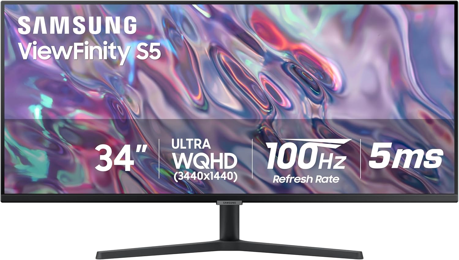 SAMSUNG 34 ViewFinity S50GC Series Ultra-WQHD Monitor  100Hz  5ms  HDR10  AMD FreeSync  Eye Care  Borderless Design  PIP  PBP  LS34C502GANXZA  2023  Black