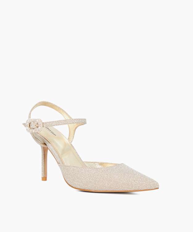 Channel Gold - Buckle-Detail Heeled Courts
