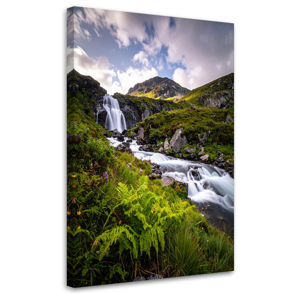 Obraz do salonu sypialni biura, Wodospad góry pejzaż natura 20x30