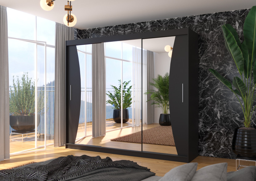 Szafa przesuwna z lustrem DIEGO 250 Black