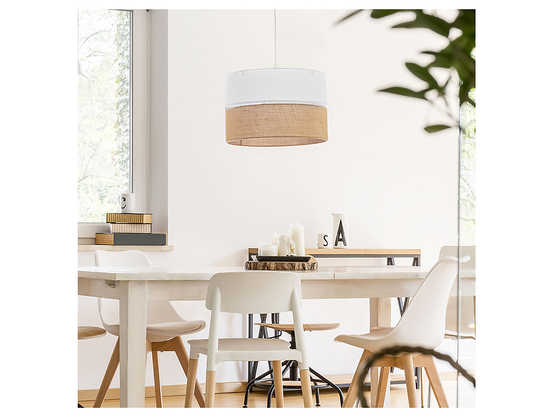 Lampa wisząca Linobianco 3-punktowa tkaninowa biało-brązowa