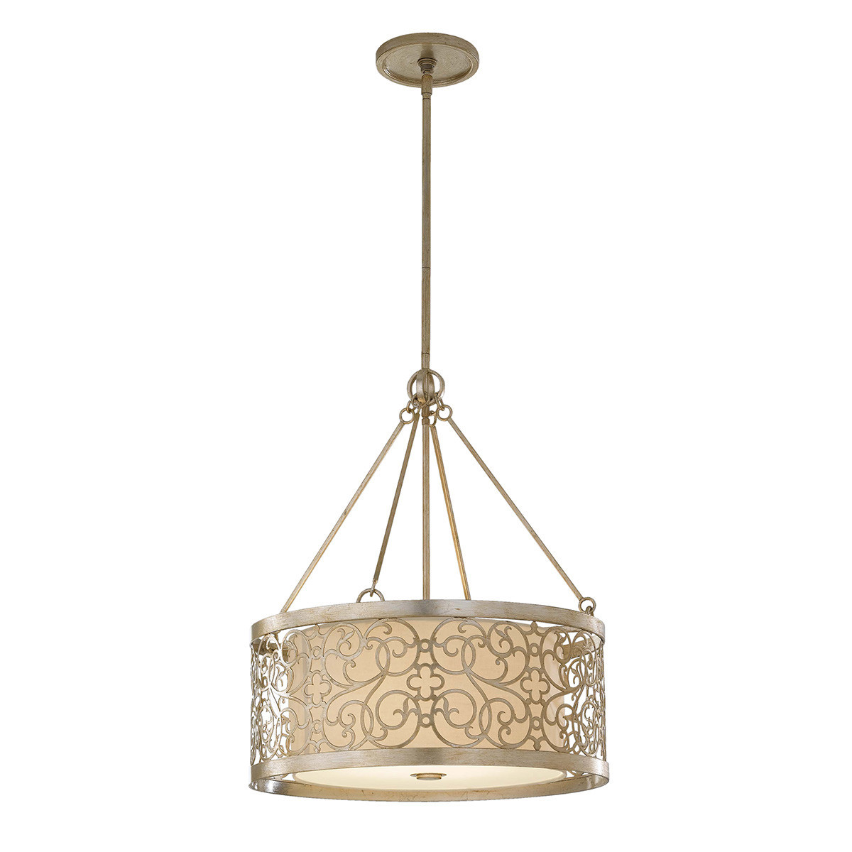 Lampa wisząca patynawane płatki srebro-kremowa Arabesque 4xE27x60W Feiss