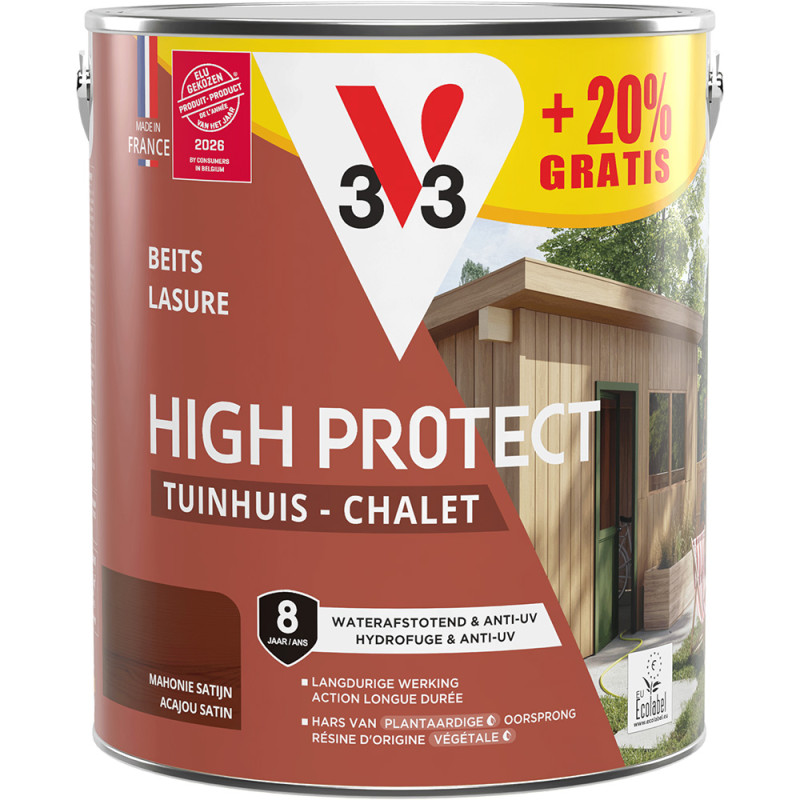 Lasure pour chalet High Protect acajou 2,5 L   0,5 L gratuit V33