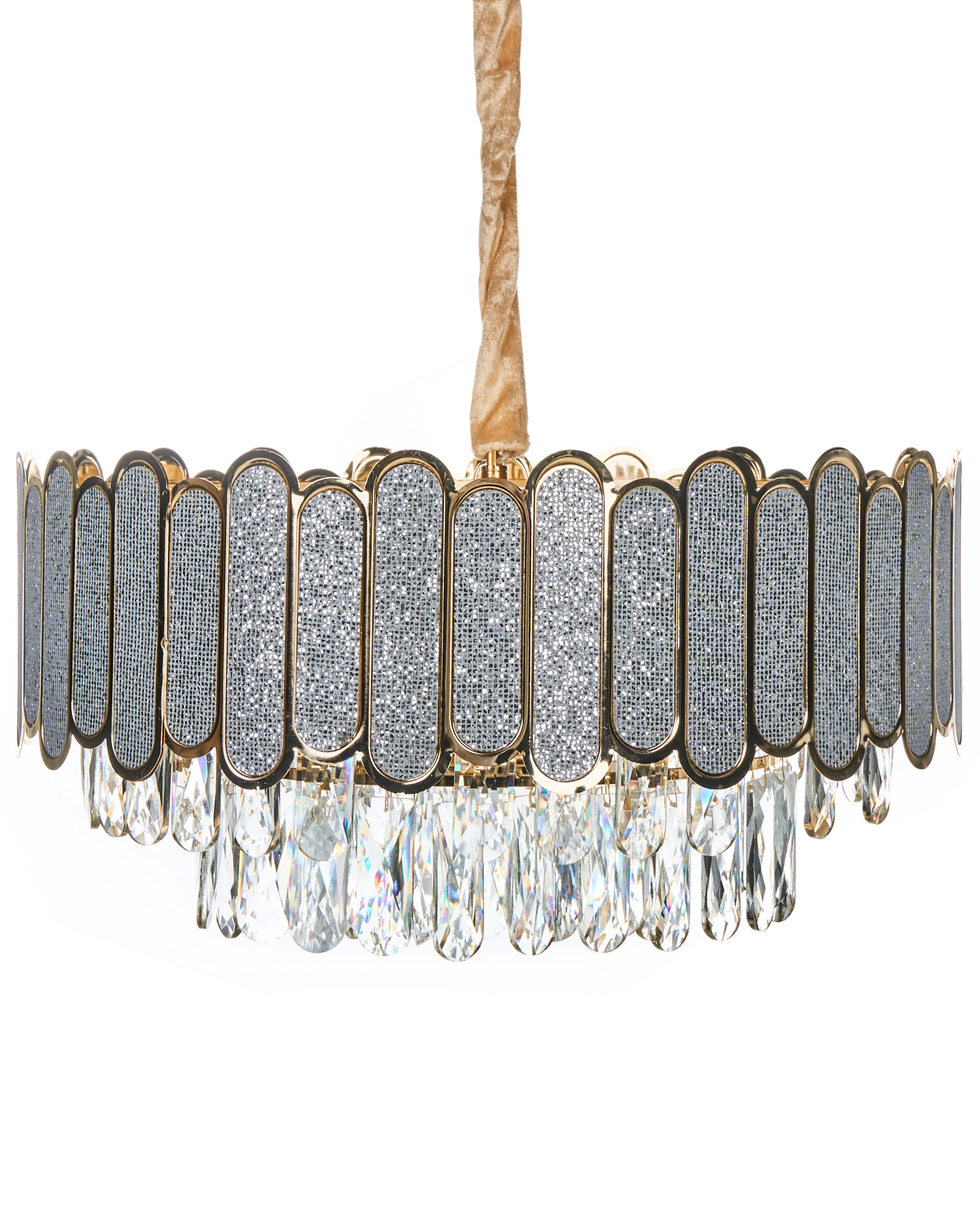 Chandelier AGUARICO Glass Brass