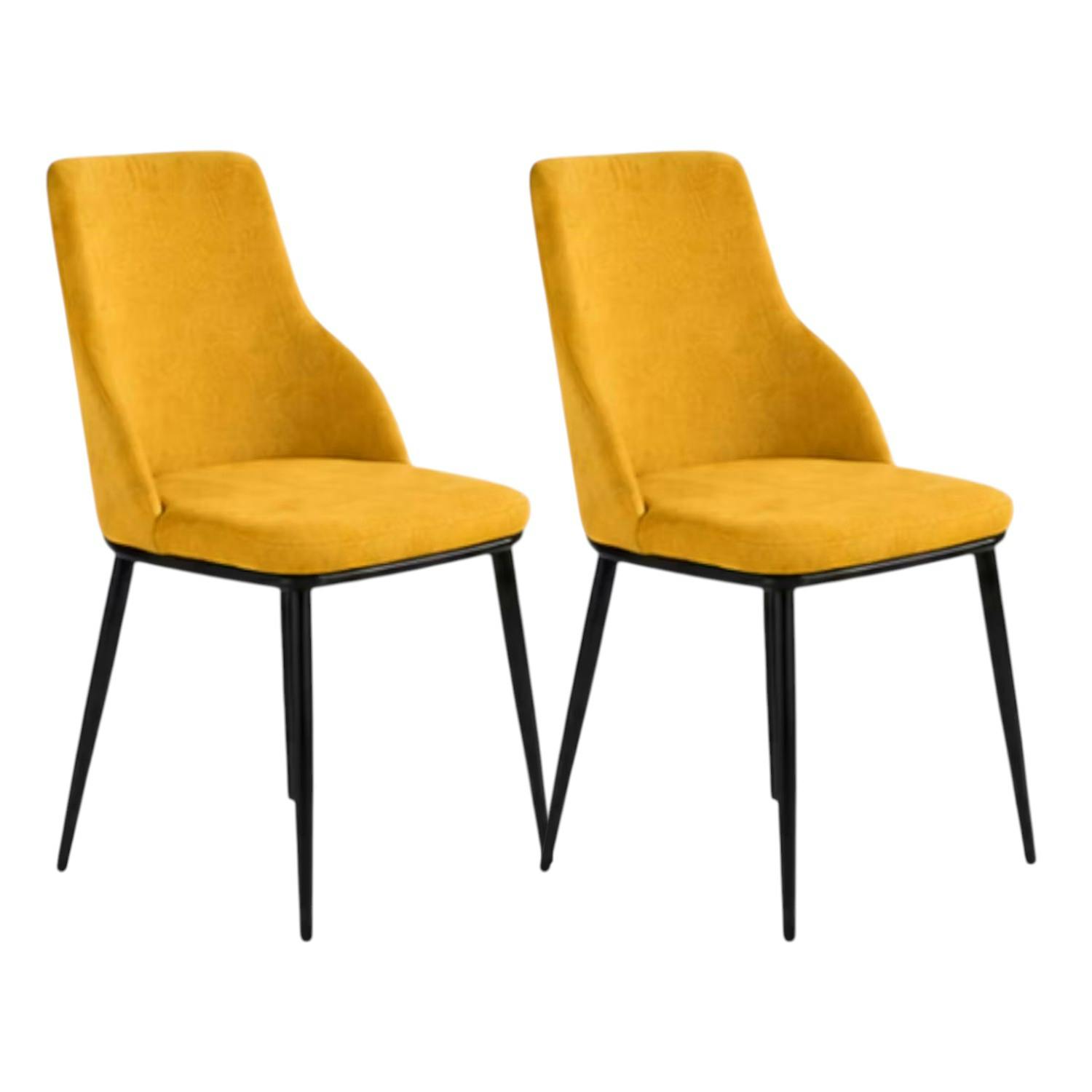 Chaise tissu jaune pieds métal noir (x2) AUREN