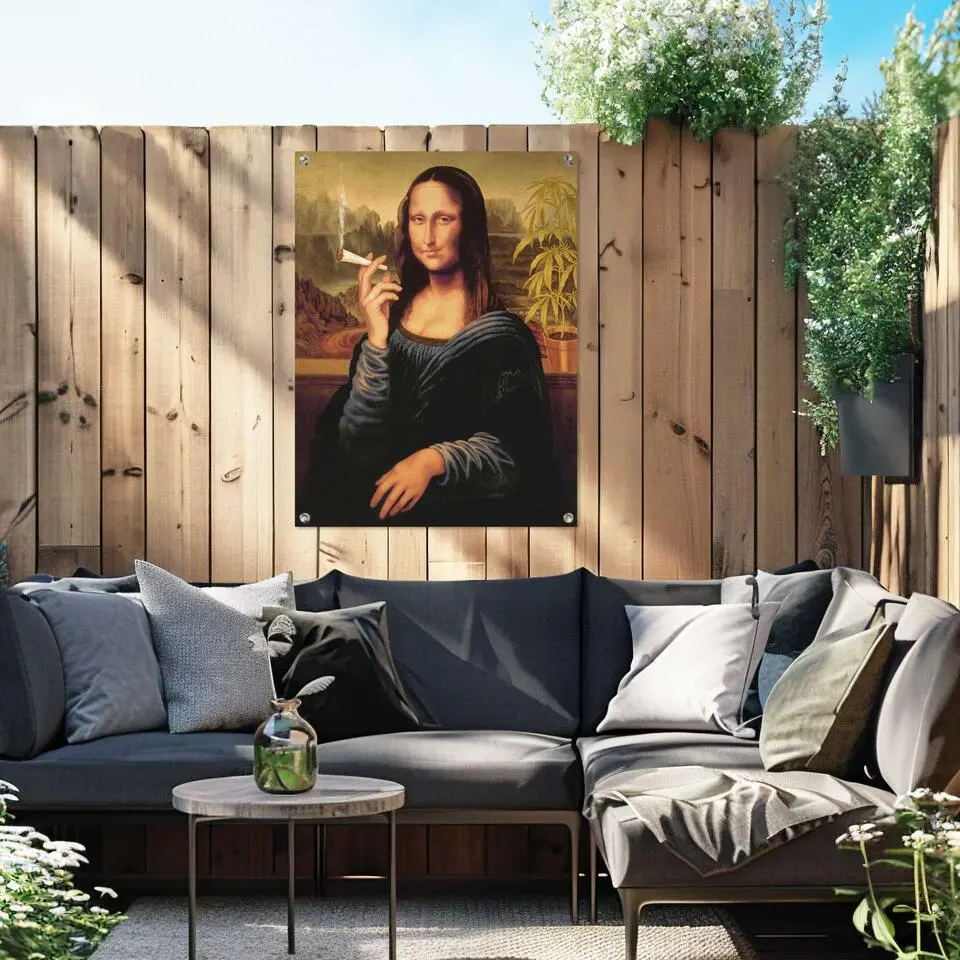 Tuinposter Mona Lisa - joint - 80 x 60 - Bruin