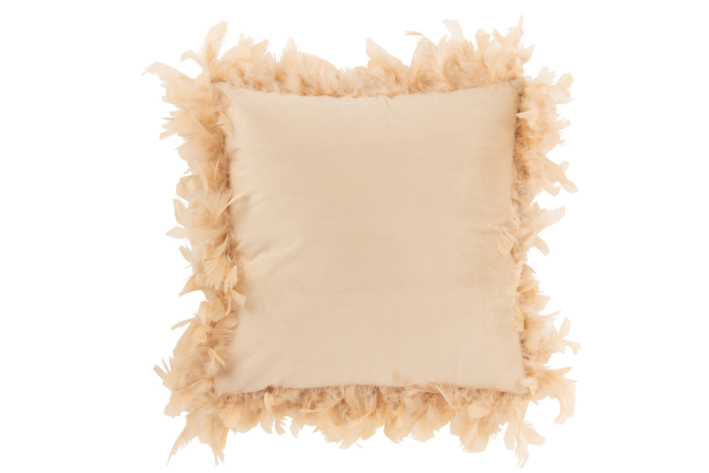 J-Line kussen Pluimen - polyester - roze/beige