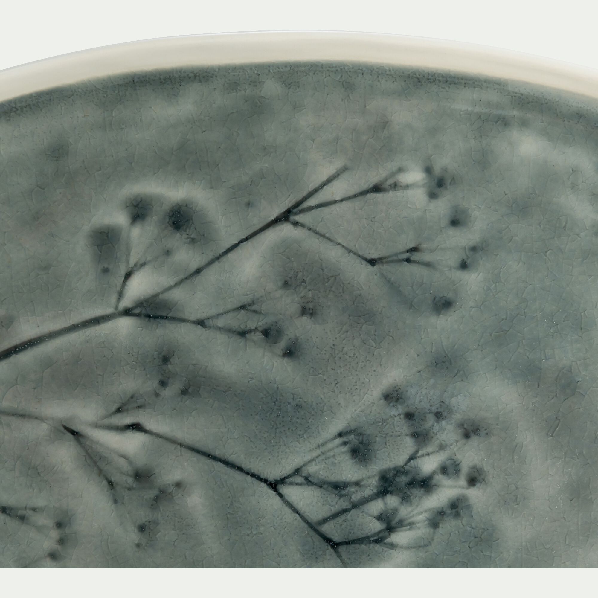 LAGON - Plat de présentation en grès L22,3cm - bleu autan