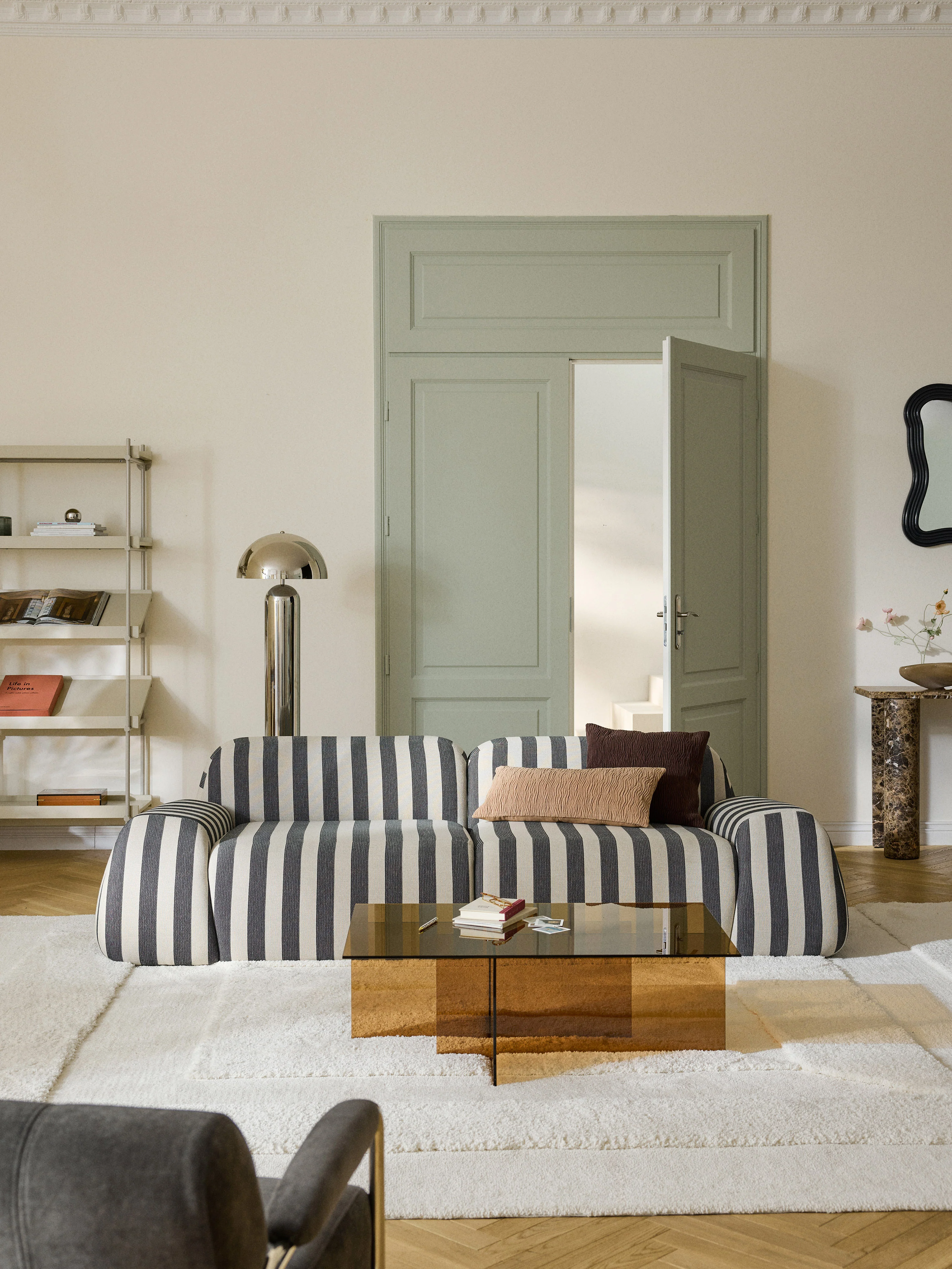 Gestreiftes modulares Sofa Wolke (3-Sitzer)