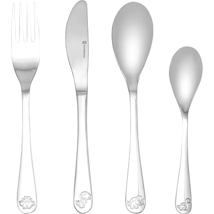 Besteckset 4-teilig Dinosaurier