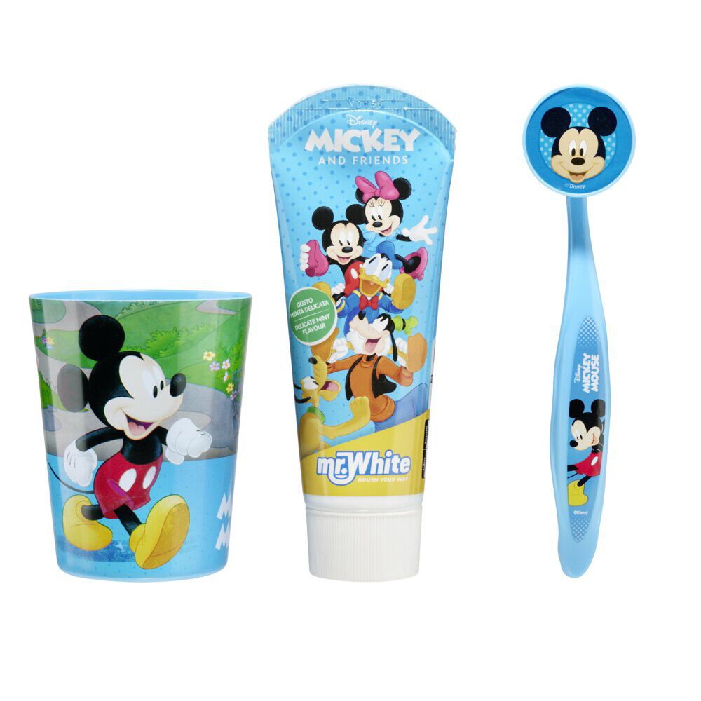 Gobelet brosse à dents dentifrice Mickey dans trousse