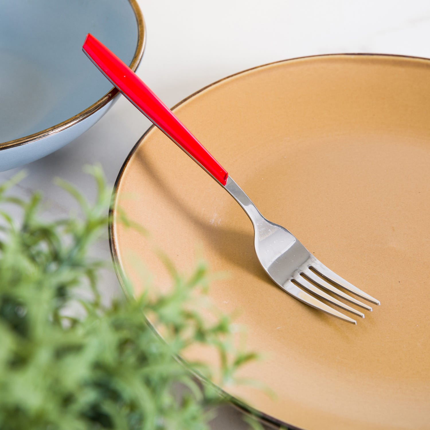 Forchetta tavola sfusa rosso in acciaio inox Silhouette