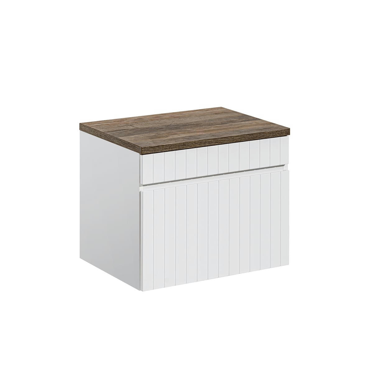 - Meuble sous-vasque 60cm plan de toilette blanc et naturel