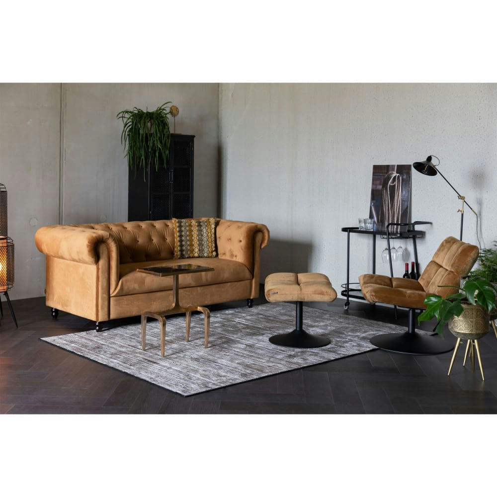 BAR - Repose-pieds en velours camel