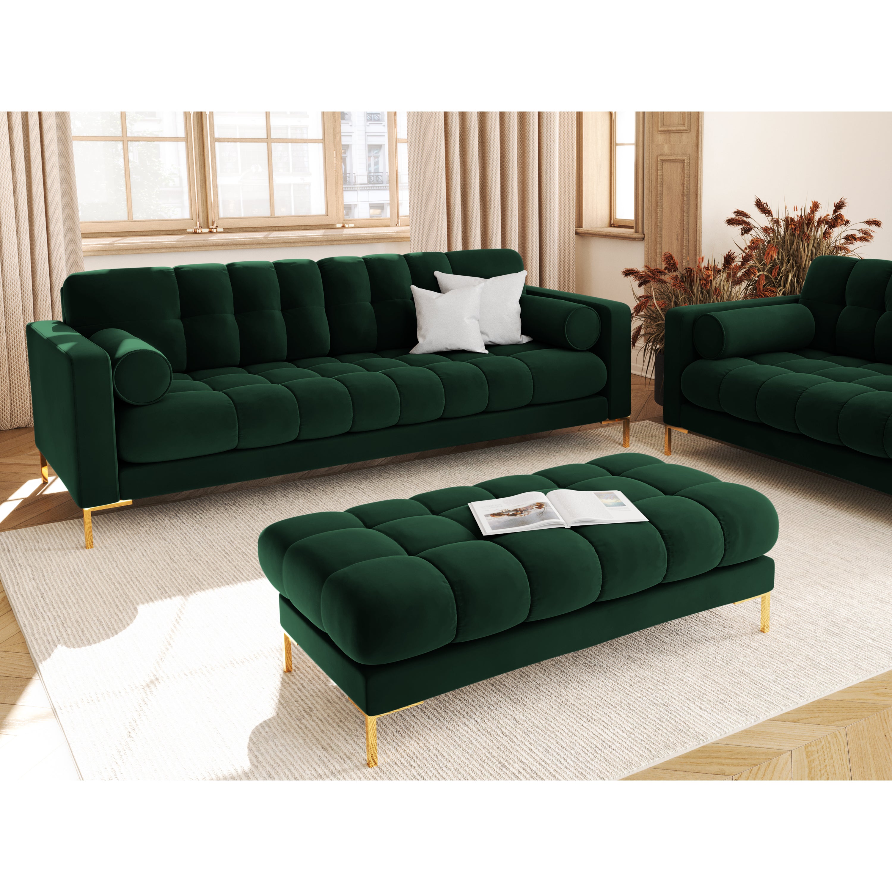 Cosmopolitan Design Bali Hocker - Flessengroen / Goud