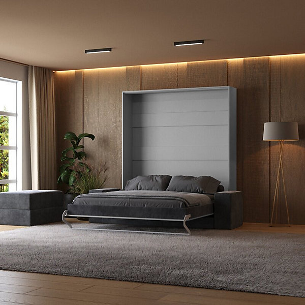 Lit escamotable 160x200cm Vertical Canapé Anthracite Lit Mural SUP M1 Gris perle
