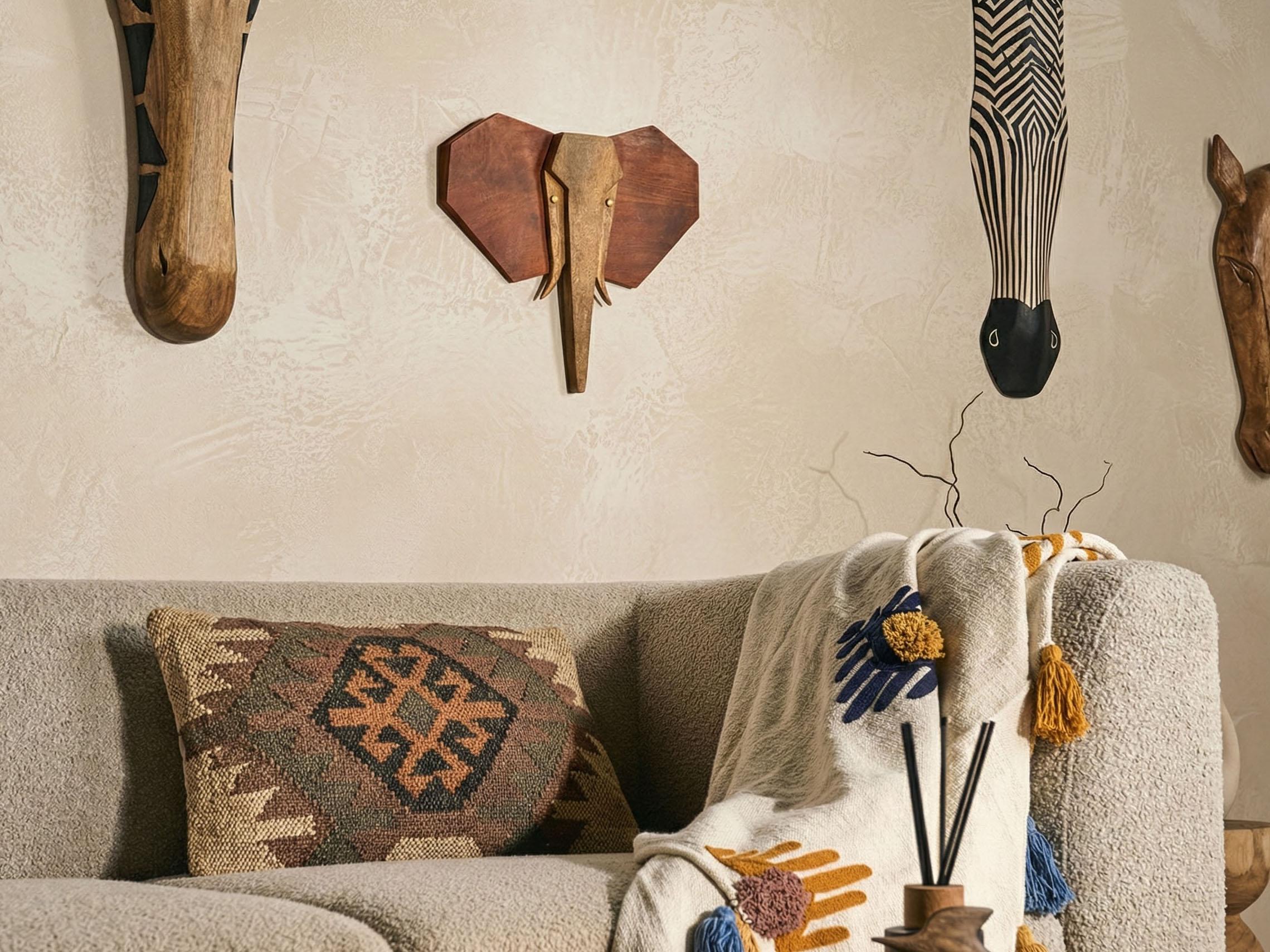 Wall Decor Elephant GAROUA Mango Wood 37 cm Brown