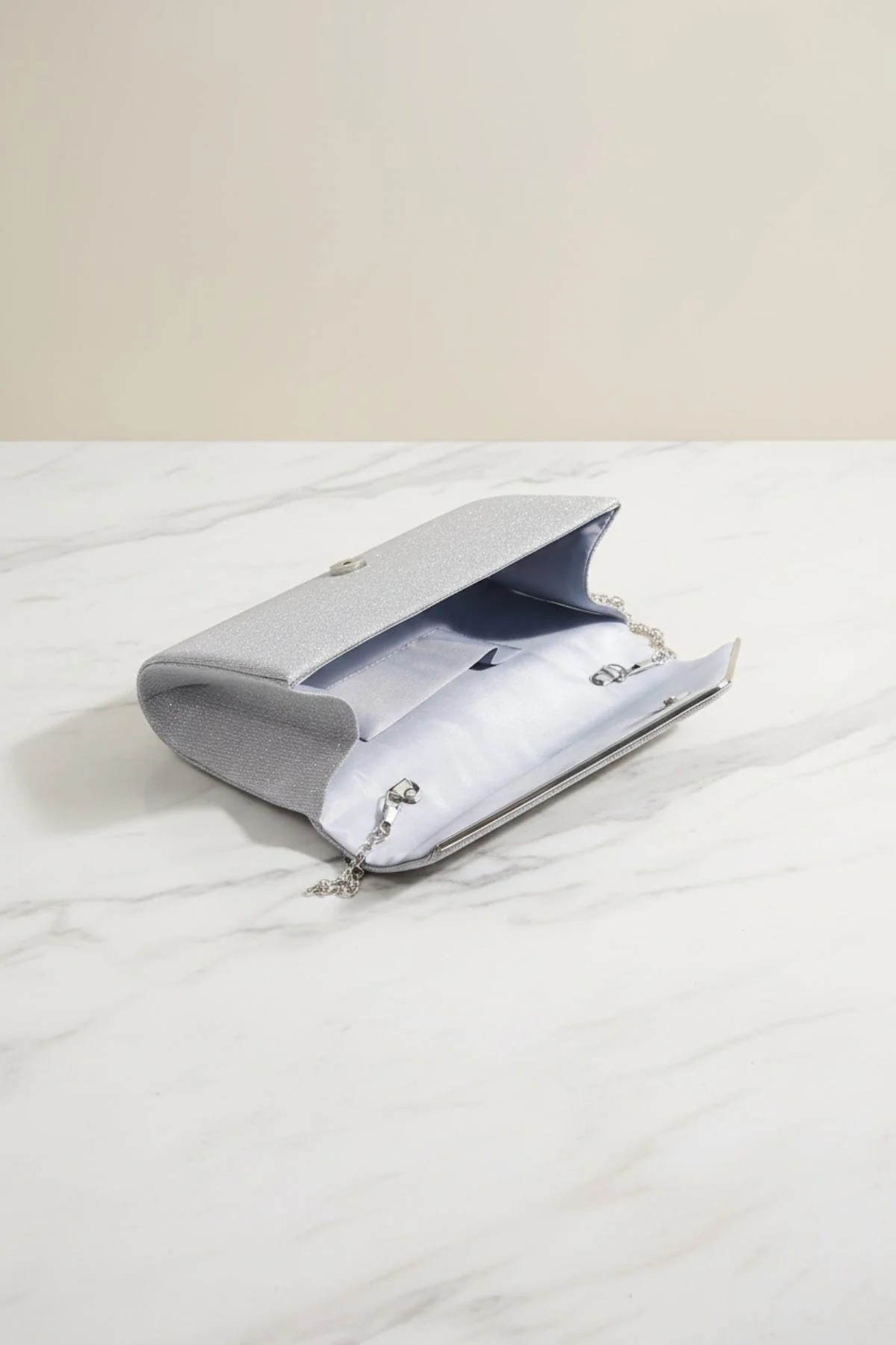 Silver Envelope Clutch Bag