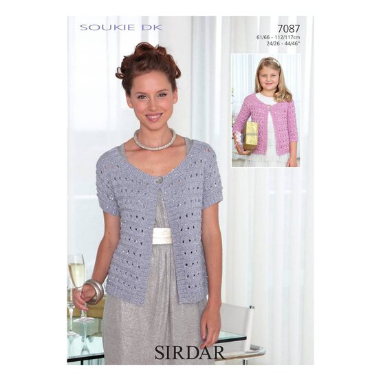 Sirdar Soukie DK Ladies and Girls Cardigan Digital Pattern 7087