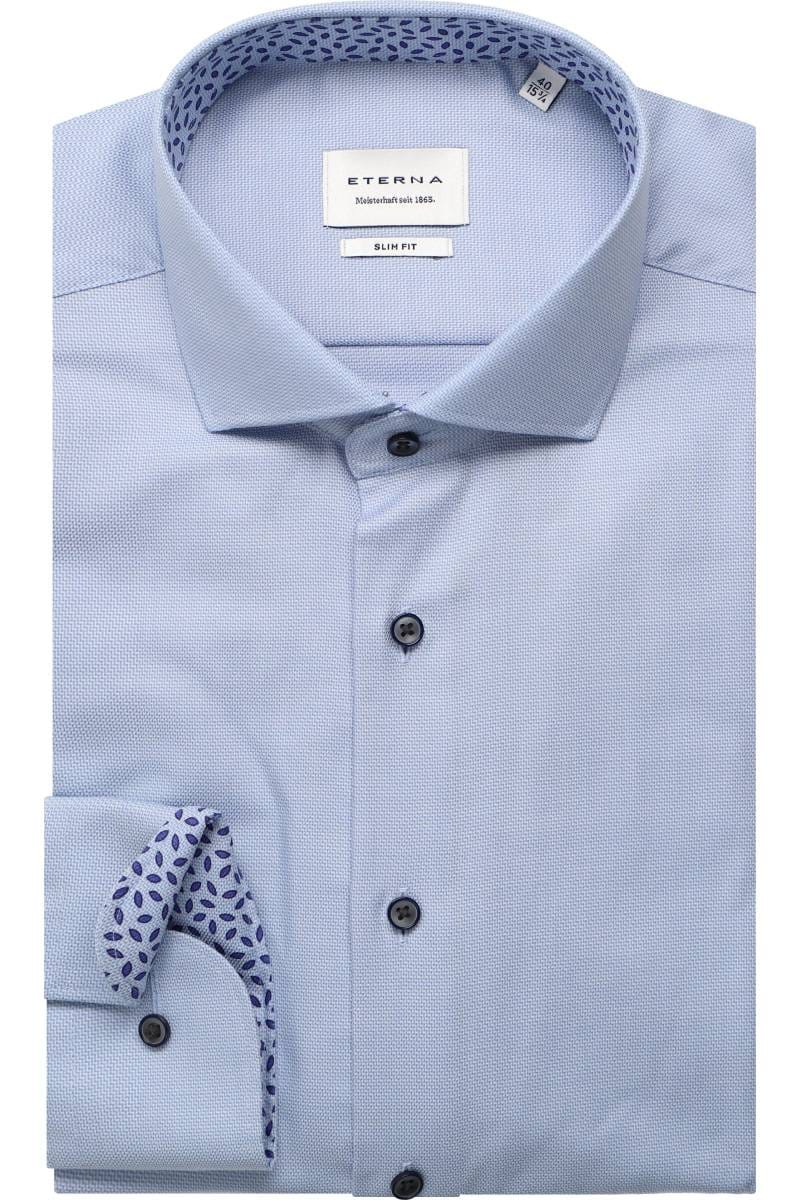 ETERNA Slim Fit Hemd mittelblau, Strukturiert (extra langer Arm)