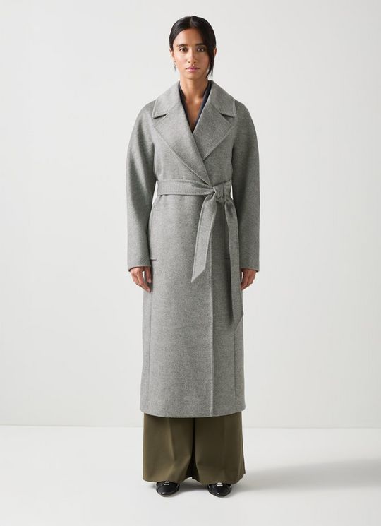 Francine Petite Grey Marl Maxi Coat