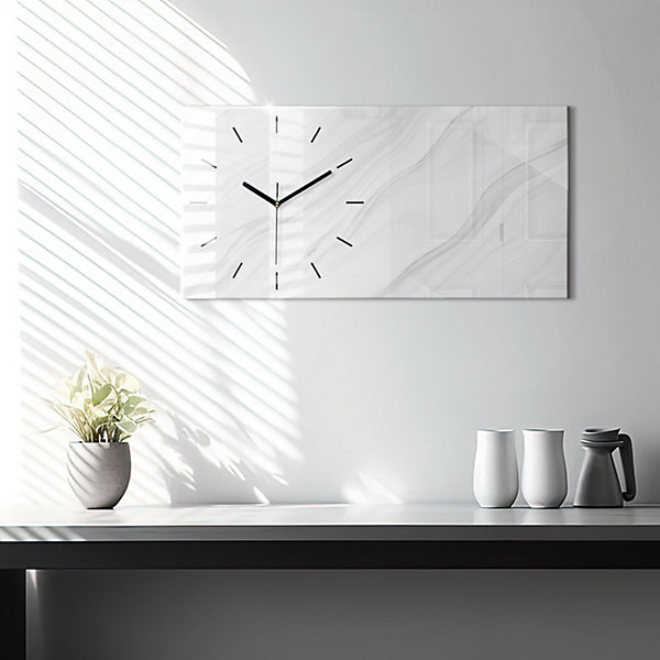 Horloge murale Wallfluent 60x30 cm Aiguilles noires Marbre décoratif 1 pcs