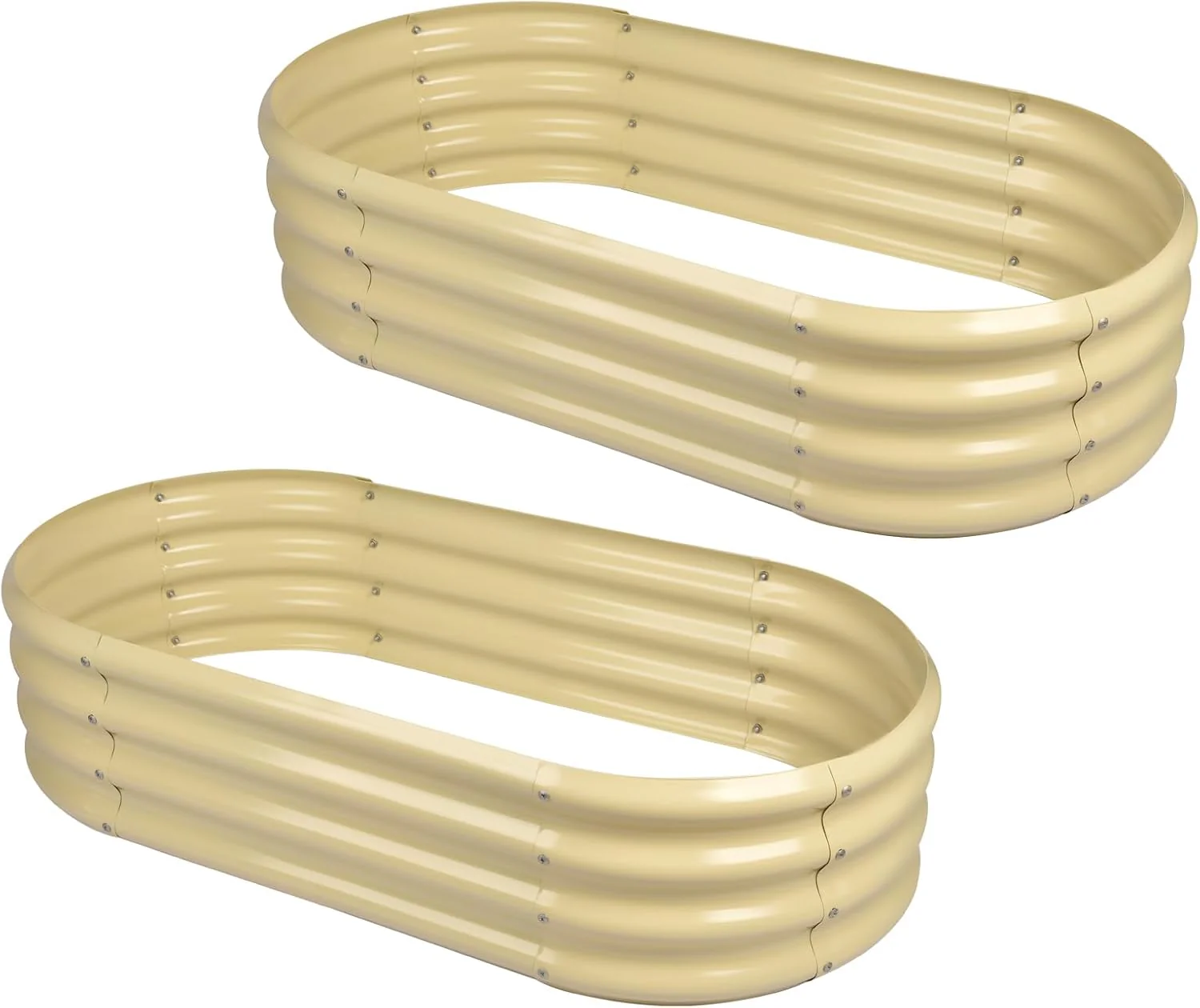 2Pcs Galvanized Raised Garden Bed Kit, 10��4��1ft Galvanized Planter Raised Garden Boxes Outdoor, Oval Large Metal Raised Garden Beds for Vegetables��������(10��4��1ft(2-Pack)/Color A-silver)
