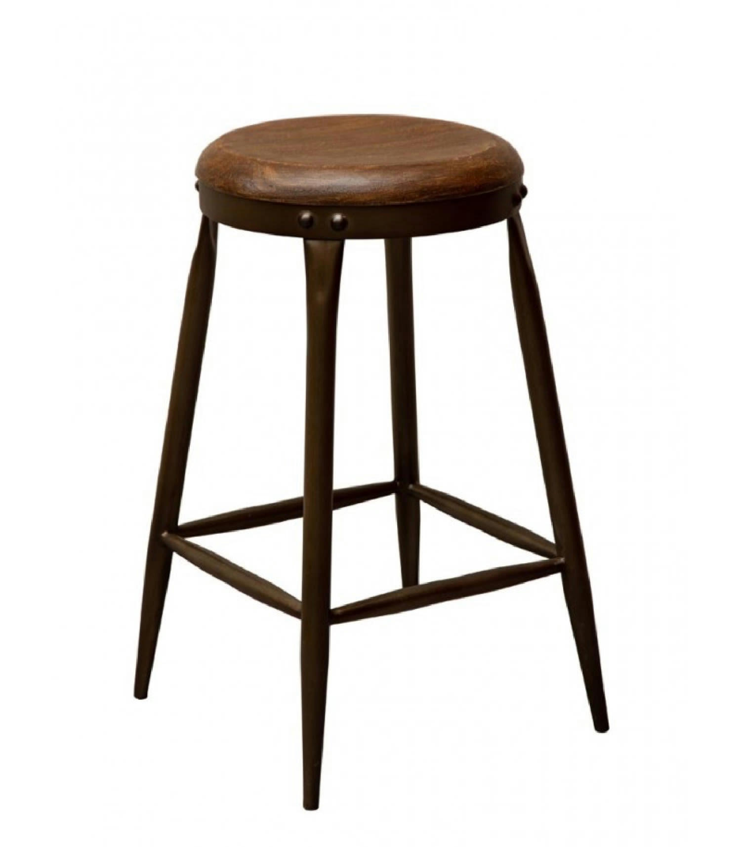 ROND - Tabouret bois et métal H55,5cm