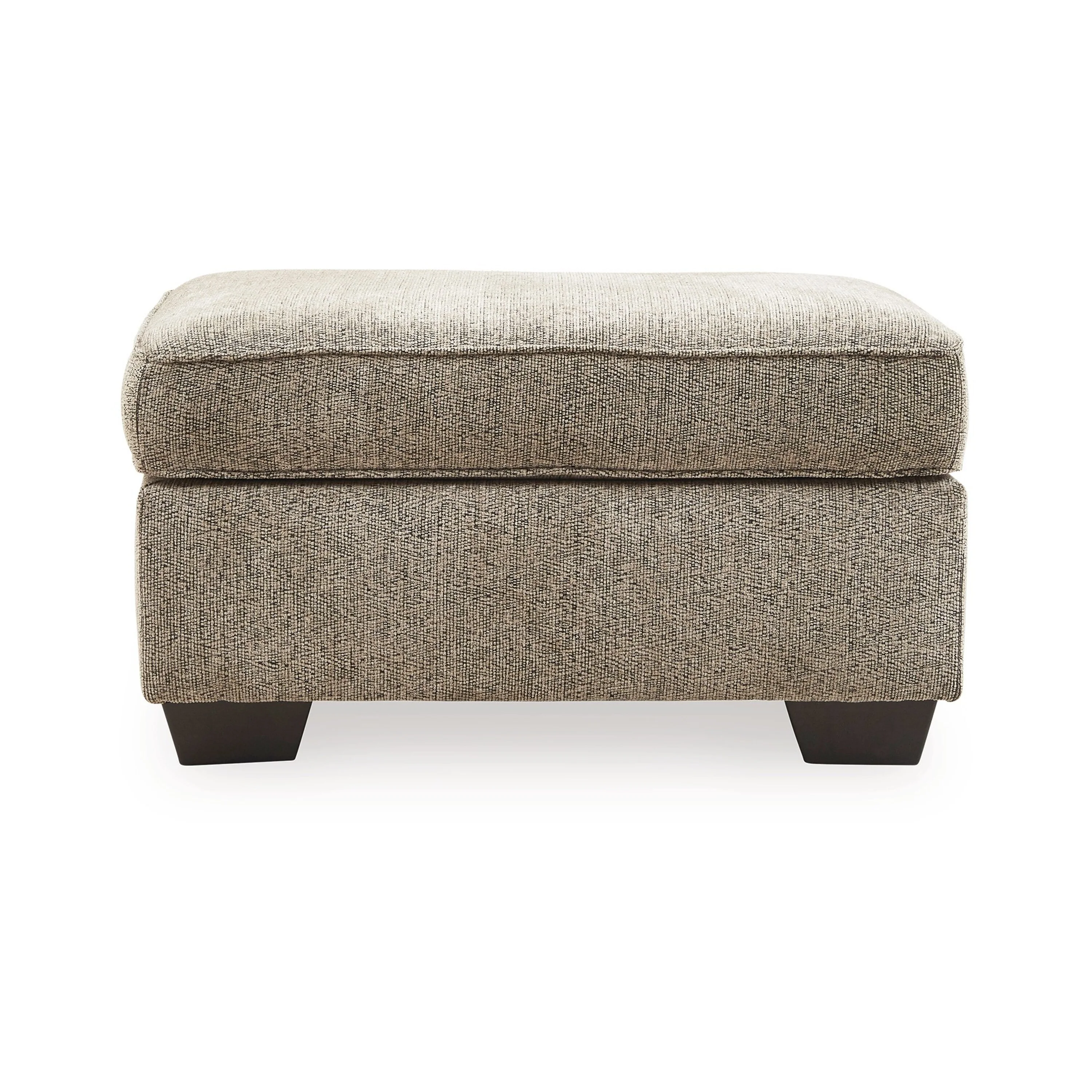 Cluer Ottoman, Mocha Brown Polyester Chenille, Black Wood, 33 Inch