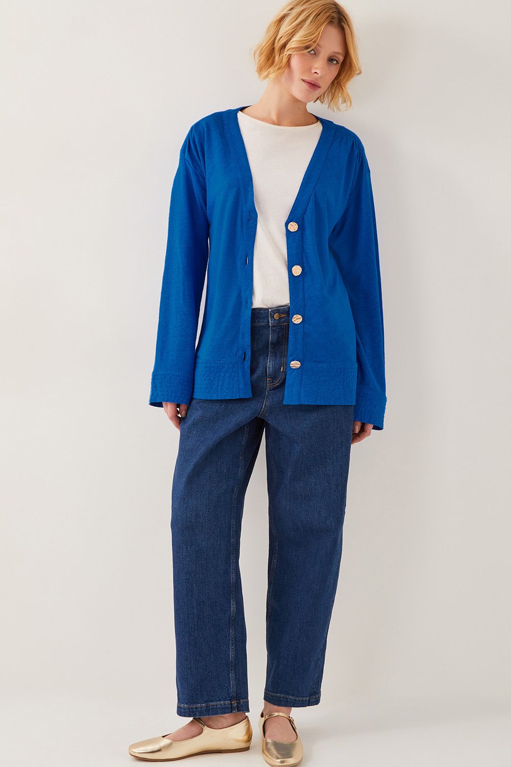 Monsoon Sky Linen-Blend Jacket Blue
