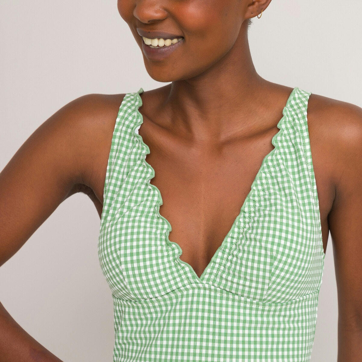 Maillot de bain 1 pièce foulard seersucker vichy