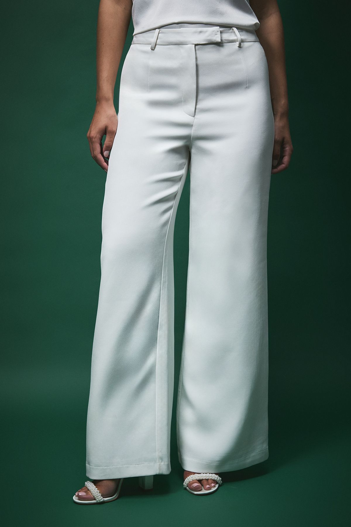 Coast Lisa Tan Bridal Wide Leg Tailored Trousers