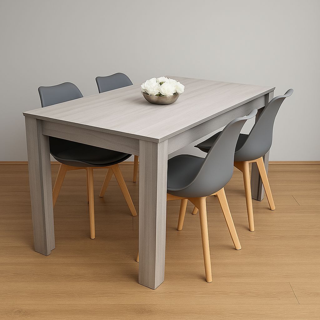 KOSY KOALA Modern Grey Dining Table Set With 4 Grey Chairs Dining Room Furniture