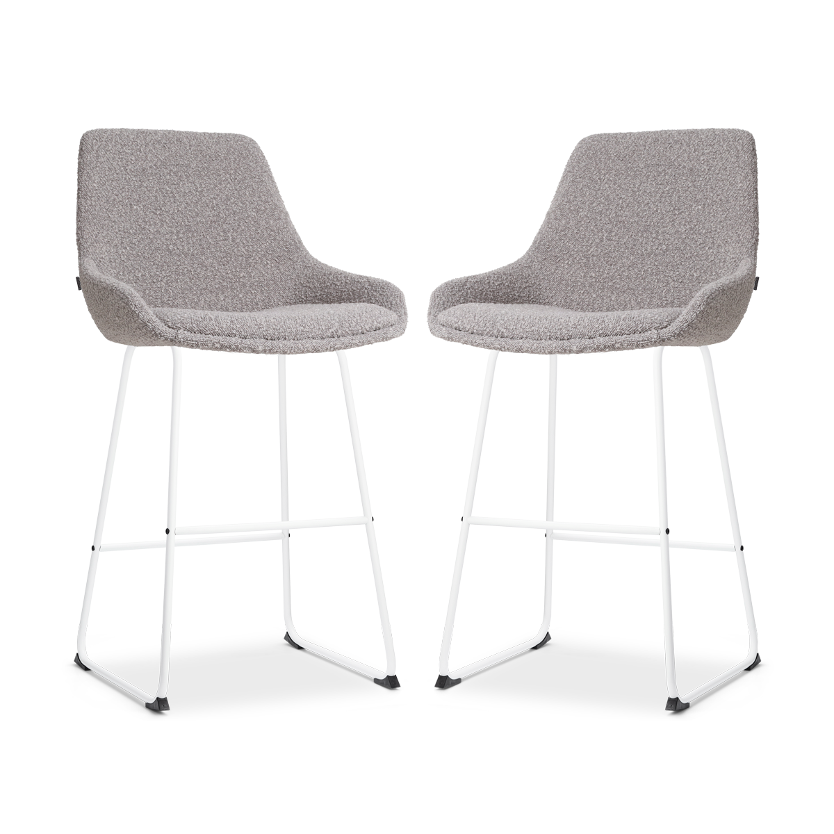 Nolon Nino-Isa Barkrukken Set van 2 - Bouclé Taupe - Wit - 65 cm