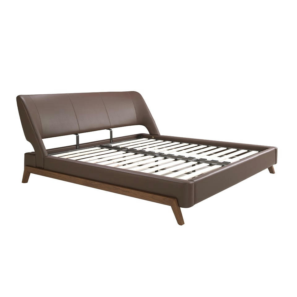 - Lit en croûte de cuir brun chocolat
