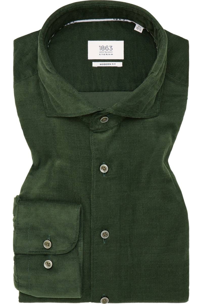ETERNA 1863 Modern Fit Cordhemd grün, Einfarbig