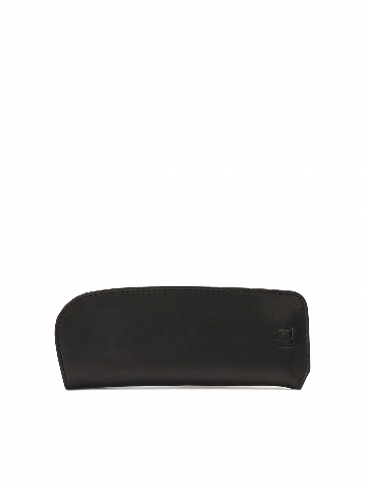 Black leather case for glasses and pen